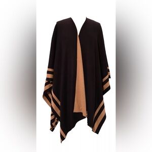 Ralph Lauren Black/Tan/brown reversible Knit Poncho, NEW NO Tags, NEVER WORN.